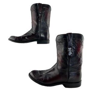 Men's Lucchese USA Black Cherry Leather Roper Western Boots Size 11 EE *WIDE*